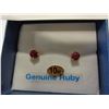 Image 2 : 10KT YELLOW GOLD 4.5MM GENUINE RUBY STUD EARRINGS - 1CT OF RUBY W/ APPRAISAL $400