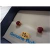 Image 3 : 10KT YELLOW GOLD 4.5MM GENUINE RUBY STUD EARRINGS - 1CT OF RUBY W/ APPRAISAL $400