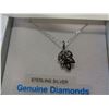 Image 2 : STERLING SILVER DIAMOND "LEAF" PENDANT W/ CHAIN - 5 DIAMONDS/0.07CTS W/ APPRAISAL $400