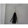 Image 2 : STERLING SILVER GENUINE FRESHWATER PEARL, CZ, AND BLACK 27CT ONYX NECKLACE W/ APPRAISAL $1500