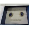 Image 2 : STERLING SILVER 7 x 5MM GENUINE SAPPHIRE EARRINGS - RETAIL $200