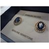Image 3 : STERLING SILVER 7 x 5MM GENUINE SAPPHIRE EARRINGS - RETAIL $200