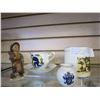 Image 1 : BANDLAND WARE LIDDED JAR, ROYAL ALBERT CUP AND SAUCER, AND HUMMEL FIGURE