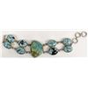 Image 1 : Sterling Silver & Turquoise Link Bracelet