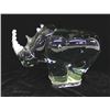 Image 2 : Glass Rhinoceros with Metal Clad Horn and Feet