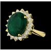 Image 1 : 6.98 ctw Emerald and Diamond Ring - 14KT Yellow Gold