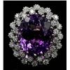 Image 1 : 12.15 ctw Amethyst and Diamond Ring - 14KT White Gold