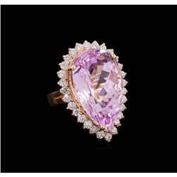 26.32 ctw Kunzite and Diamond Ring - 14KT Rose Gold