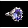 Image 1 : 6.55 ctw Tanzanite and Diamond Ring - 14KT White Gold