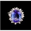 Image 2 : 6.55 ctw Tanzanite and Diamond Ring - 14KT White Gold