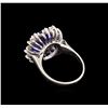 Image 3 : 6.55 ctw Tanzanite and Diamond Ring - 14KT White Gold