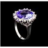 Image 4 : 6.55 ctw Tanzanite and Diamond Ring - 14KT White Gold