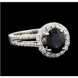 1.61 ctw Sapphire and Diamond Ring - 14KT White Gold