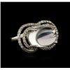 14KT White Gold 0.84 ctw Blue Moonstone and Diamond Ring