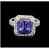 Image 2 : 14KT White Gold 4.25 ctw Tanzanite and Diamond Ring