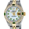 Image 1 : Rolex Ladies 2 Tone Mother Of Pearl & Emerald Datejust Wristwatch