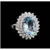 Image 1 : 5.26 ctw Aquamarine and Diamond Ring - 14KT White Gold
