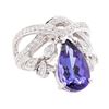 Image 1 : 4.72 ctw Tanzanite and Diamond Ring - 14KT White Gold