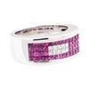 Image 1 : 2.02 ctw Pink Sapphire And Diamond Wide Band - 14KT White Gold