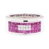 Image 2 : 2.02 ctw Pink Sapphire And Diamond Wide Band - 14KT White Gold