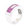 Image 4 : 2.02 ctw Pink Sapphire And Diamond Wide Band - 14KT White Gold