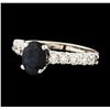 Image 1 : 1.60 ctw Sapphire and Diamond Ring - 14KT White Gold