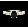 Image 2 : 1.60 ctw Sapphire and Diamond Ring - 14KT White Gold