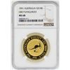 Image 1 : 1991 $100 Australia Grey Kangaroo Gold Coin NGC MS68