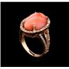 Image 4 : 7.78 ctw Coral and Diamond Ring - 14KT Rose Gold