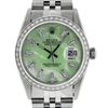 Image 1 : Rolex Mens Stainless Steel Green MOP Baguette Diamond & Emerald 36MM Datejust Wr