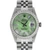 Image 2 : Rolex Mens Stainless Steel Green MOP Baguette Diamond & Emerald 36MM Datejust Wr