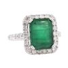 Image 1 : 6.79 ctw Emerald and Diamond Ring - 14KT White Gold