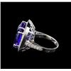 Image 3 : GIA Cert 21.38 ctw Tanzanite and Diamond Ring - 14KT White Gold