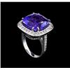 Image 4 : GIA Cert 21.38 ctw Tanzanite and Diamond Ring - 14KT White Gold