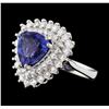 Image 1 : 3.62 ctw Tanzanite and Diamond Ring - 14KT White Gold