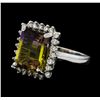 Image 1 : 5.54 ctw Ametrine Quartz and Diamond Ring - 14KT White Gold