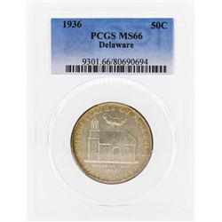 1936 Delaware Commemorative Half Dollar Coin PCGS MS66