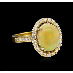 2.10 ctw Opal and Diamond Ring - 14KT Yellow Gold