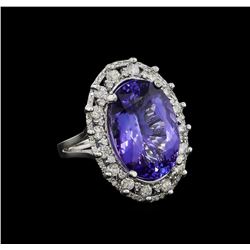 12.01 ctw Tanzanite and Diamond Ring - 14KT White Gold