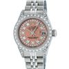Rolex Ladies Stainless Steel 26MM Salmon String Diamond Lugs Datejust Wristwatch