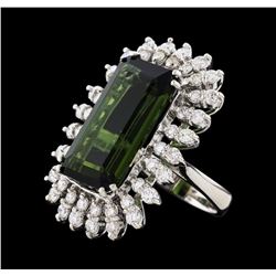 16.67 ctw Tourmaline and Diamond Ring - 14KT White Gold