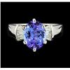 Image 2 : 2.68 ctw Tanzanite and Diamond Ring - Platinum