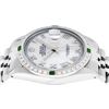 Image 6 : Rolex Mens Stainless Steel Silver MOP Roman 36MM Diamond & Emerald Datejust Wris