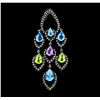 Image 1 : 4.00 ctw Multi-Color Gemstone and Diamond Pendant - 18KT White Gold with Black A