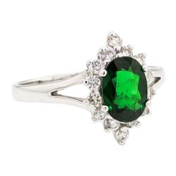 1.64 ctw Tsavorite Garnet And Diamond Ring - 14KT White Gold