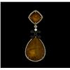 Image 1 : Natural Quartz and Diamond Pendant - 18KT Yellow Gold