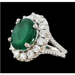 4.70 ctw Emerald and Diamond Ring - 14KT White Gold