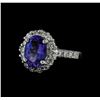 Image 1 : 3.06 ctw Tanzanite and Diamond Ring - 14KT White Gold