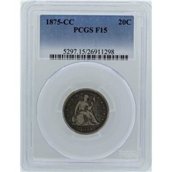 1875-CC Seated Liberty Twenty Cent Piece Coin PCGS F15