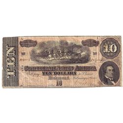 1864 $10 Confederate States of America Note